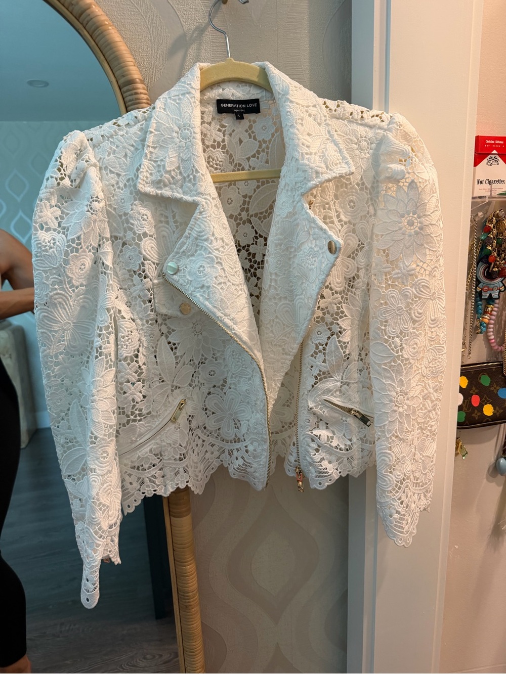 Generation Love White Floral Lace Moto Jacket